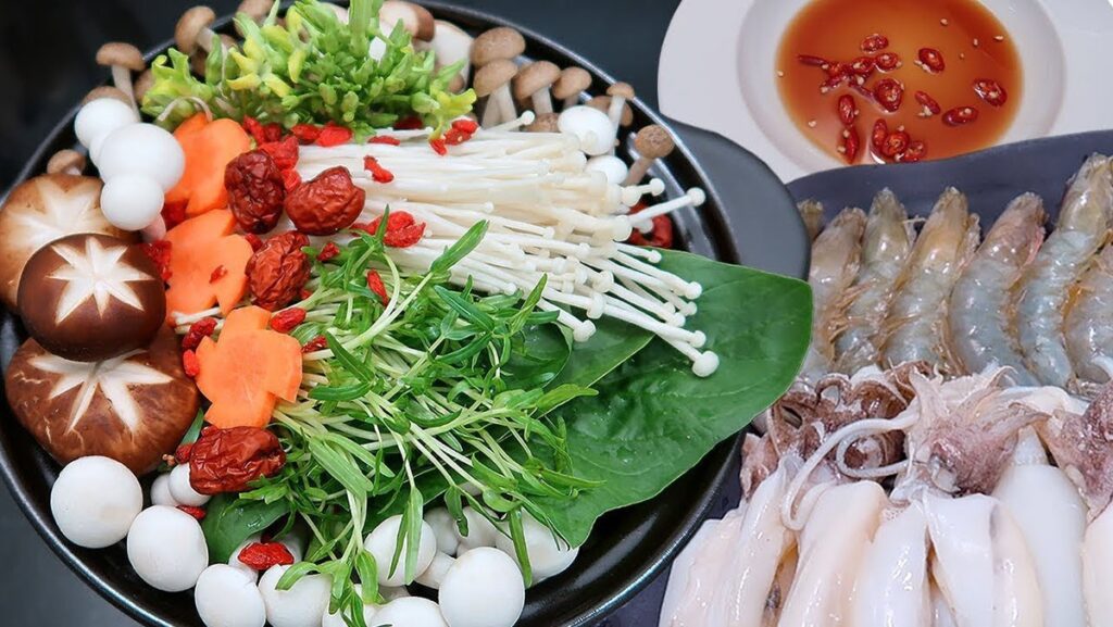 Nguyên liệu nấu lẩu tôm mực
